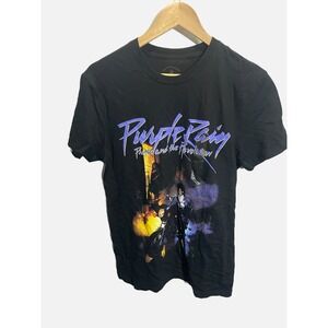 Prince Purple Rain Graphic T-Shirt Women Small Black Cotton Music Band Tee NEW